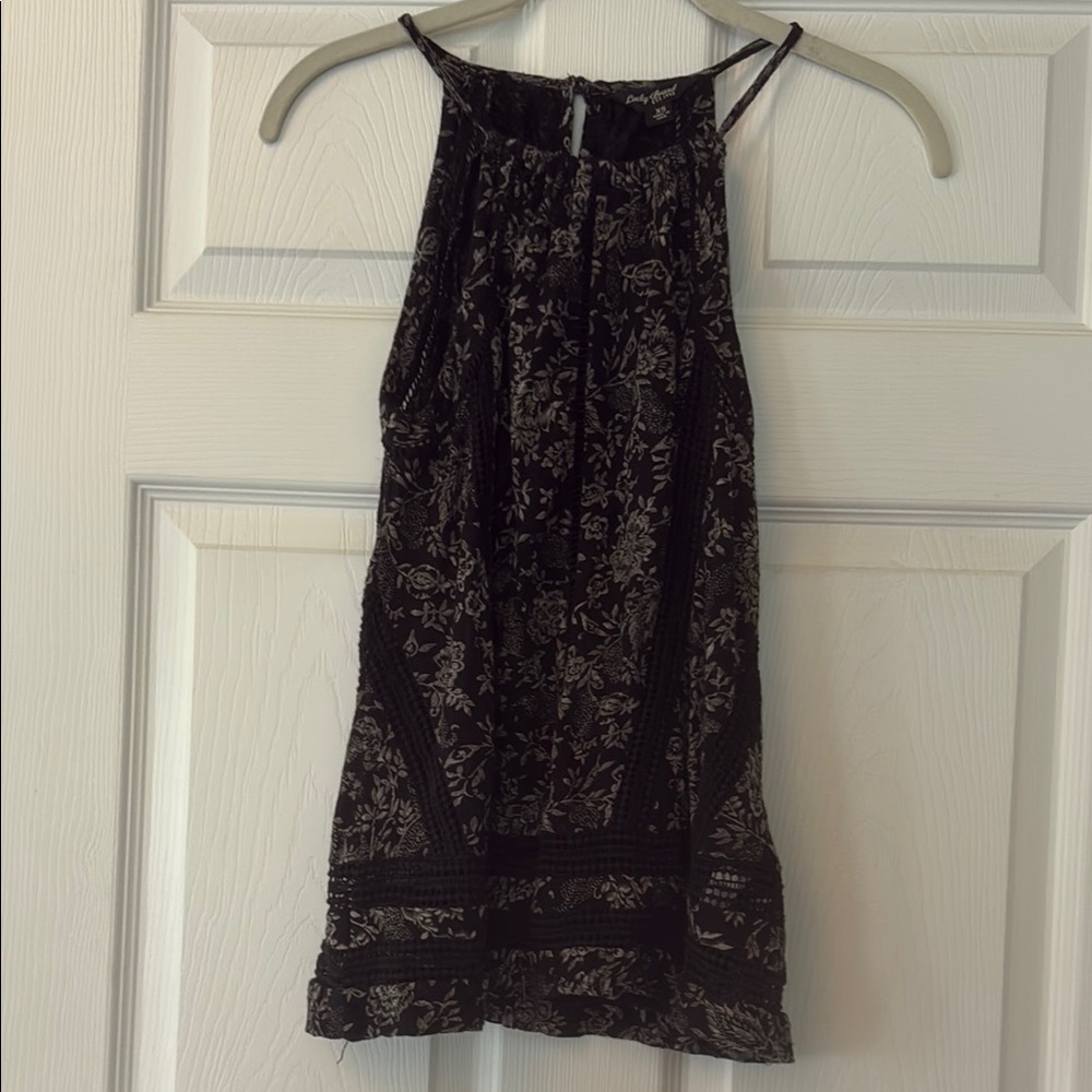Madewell Black and Cream Floral Top